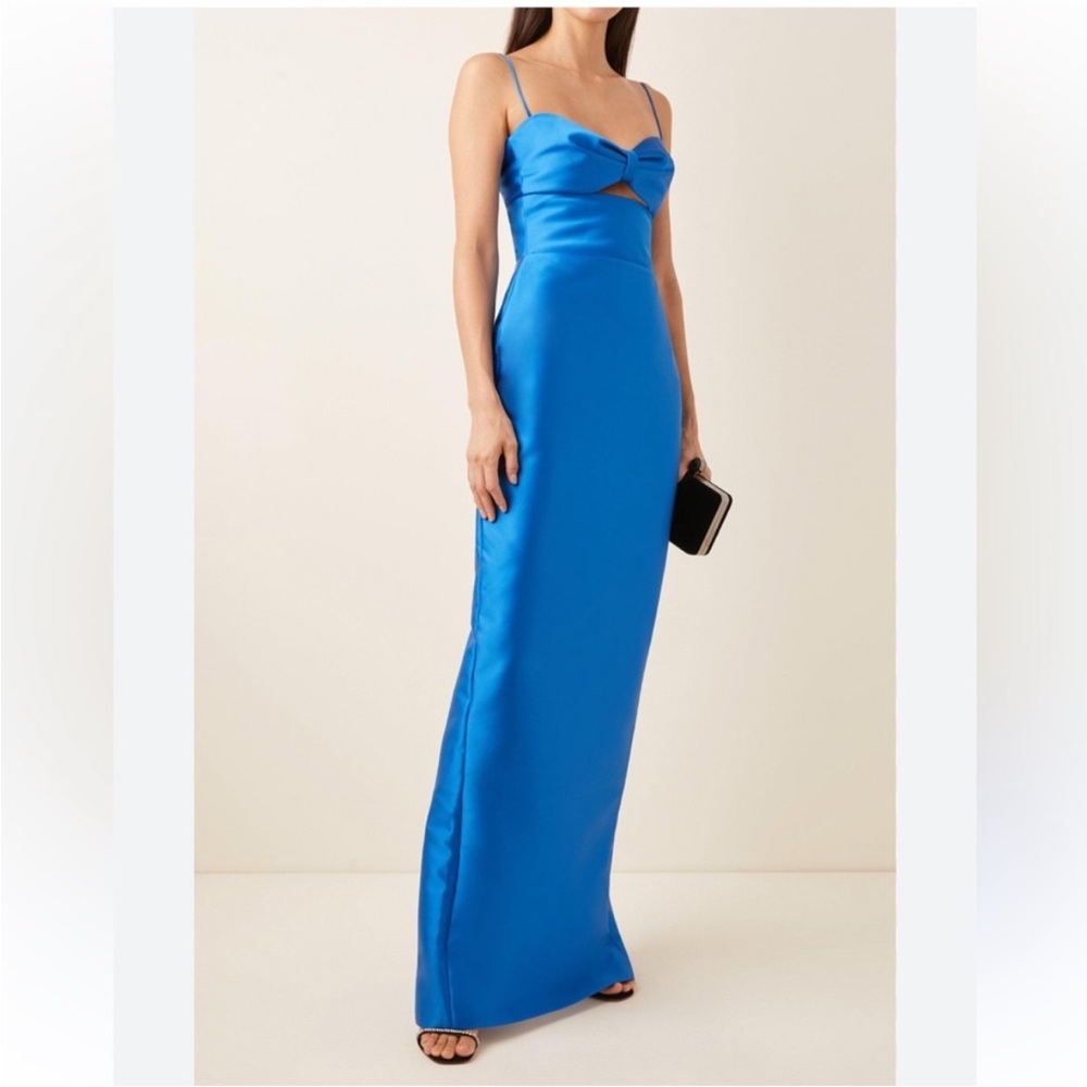 Rosario Blue Satin Maxi Dress